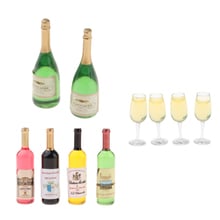 1/12 Dollhouse Miniature Wine Bottles Champagne Bottles and Glasses Bar Accs 2024 - buy cheap