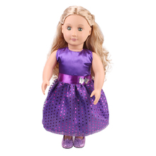 Doll clothes Royal purple princess evening dress toy accessories fit 18 inch Girl doll and 43 cm baby dolls c412 2024 - buy cheap