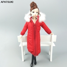 Red Winter Wear Long Coat for Barbie Doll Dress Clothes Parka For 1/6 BJD Doll Jacket 1:6 Dolls Accessories Kids Toy 2024 - buy cheap