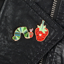 Strawberry Caterpill Enamel pins Badge Buttons Brooch Fruit Strawberry Lovers Shirt Denim Jackets Lapel pin For Women 2024 - buy cheap