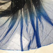 Ice 3y/lote tecido de malha perolada azul escuro com contas de malha multicolorida de malha para vestido decoração de pano material diy tx886 2024 - compre barato