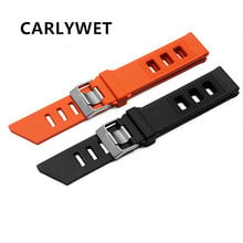 CARLYWET-Correa de reloj de pulsera de goma de silicona negra y naranja, resistente al agua, 20mm 2024 - compra barato