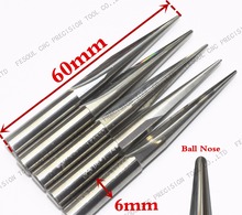 6mm*60L,5pcs,Free shipping Taper Ball nose Cone End Mill,CNC milling Cutter,Solid carbide tool,woodworking router bit 2024 - buy cheap