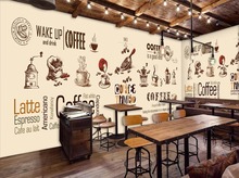 Papel tapiz retro personalizado, elementos de café, murales estereoscópicos 3D para cafetería, restaurante, hotel, Fondo de PVC para pared 2024 - compra barato