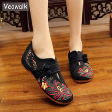 Veowalk Handmade Flower Embroider Ballet Flats Shoes Chinese Embroidered Shoes Loafers Oxford Shoes for Women Big Size 34-43 2024 - buy cheap