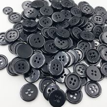 Botones de plástico planos para camisa, accesorios de costura, Color negro, 15MM, 4 agujeros, PH243, 100 Uds. 2024 - compra barato