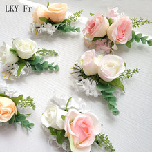 LKY Fr Wedding Wrist Corsage Bracelet Bride Wrist Corsage Wedding Bracelet Bridesmaid Flower Mariage Wedding Witness Accessories 2024 - buy cheap