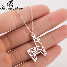 Shuangshuo Cute Deer Necklace For Women Necklaces Geometric Chokers Stailess Steel Pendant Origami Animal Collier Femme 2024 - buy cheap