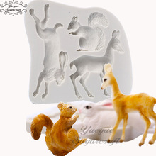 Yueyue sugarcraft molde de silicone, animal de natal, cervo, coelho, molde para fondant, ferramentas de decoração de bolo, pasta de chocolate 2024 - compre barato