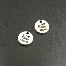 10pcs  Silver Color Faith Hope Love 12mm  Round Charm Bracelet Necklace Jewelry Making Handmade DIY  A1197 2024 - buy cheap