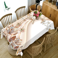 Toalha de mesa 3d personalizável, tecido lavável, formato borboleta, retangular e redondo, para casamento 2024 - compre barato