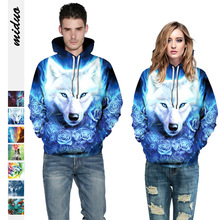 Wolf 3D Print Hoodie Women Men Autumn Spring Hooded Sweatshirts Harajuku Pullovers Oversized Hoodies Streetwear Sudadera Mujer 2024 - buy cheap