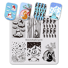 BeautyBigBang 6*6cm Stamping Plate For Nail Polar Bear Fox Penguin Animal Nail Stamping Plates Template Nail Art Stencils BBB018 2024 - buy cheap