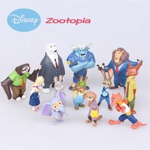 Disney boneco de brinquedo zootopia 12 espaços, brinquedo de pvc com figura de ação para crianças, animais de coelho, judy, polícia, raposa e outros animais 2024 - compre barato