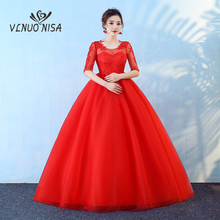 Elegant Comfortable Red Lace Maternity Wedding Dress Half Sleeve Lace Up Long Ball Gown Cheap Plus size for Pregnant Bride 2024 - buy cheap