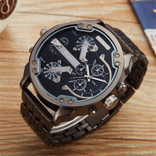 Oulm 3548 relógio masculino dual-movimento grande japonês esportivo militar quartzo relógios masculinos pulseira de aço inoxidável relógio de pulso 2024 - compre barato