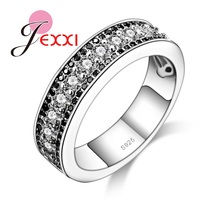 Unisex Fashion Cool White Black Cubic Zirconia  Rings For Women And Men 925  Silver Party Finger Ring  High Quality 2024 - buy cheap