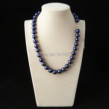 Colar de pérola feminino, colar azul natural com concha do mar do sul, brilho da moda, 10mm, presente para mulheres, joias 2024 - compre barato