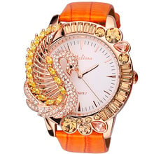 Melissa Gorgeous Jewelry Watches for Women Personalized Big Size Rhinestone Swan Watch 3D Animal Genuine Leather Montre Femme 2024 - buy cheap