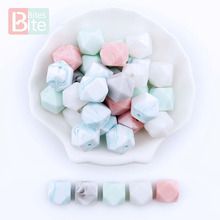 Bite Bites 20pc 14mm Baby Silicone Geometric Bead Food Grade Perle Silicone Baby Teether Nursing Necklace DIY Pacifier Chain Toy 2024 - buy cheap