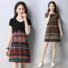 Vestido de verano de lino suelto para mujer, ropa Vintage de algodón coreano, ajustada, informal, con bordado, M-4XL 2024 - compra barato