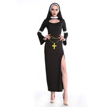 Free Shipping Black Color Long Dress Design Nun Costumes For Cosplay 2024 - buy cheap