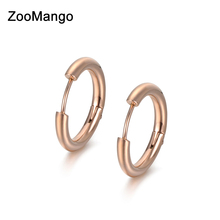 ZooMango Trendy Titanium Steel Hoop Earrings Girl's Jewelry Simple Rose Gold Circle Earring For Women Boucles D'oreilles ZE18029 2024 - buy cheap