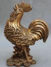 S04051 China Fengshui Bronze Zodiac Year Animal Rooster Cock yuanbao coin Wealth Statue 2024 - buy cheap