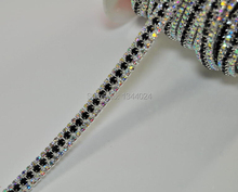 10 Yards 3 Lines Close Wholesale Black Jet Rhinestone Trim Chain For Shoes Apparel 2024 - buy cheap