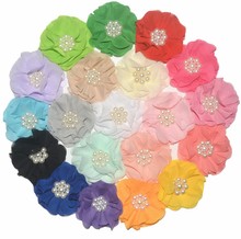2.8" DIY Chiffon Flower Beaded Chiffon Flower 30 colors For Headbands Hair Accesssories 60pcs/lot 2024 - buy cheap