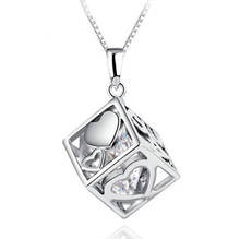 ANENJERY 925 Sterling Silver Love Heart Zircon Hollow Magic Cube Pendant Neckace For Women 45cm Box Chain S-N93 2024 - buy cheap
