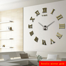 Promotion New Home Decor Large Roman Mirror Fashion Modern Quartz Clocks Living Room DIY Wall Clock Watch 2024 - buy cheap