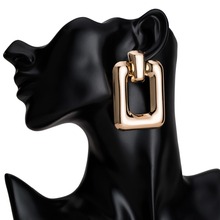 EK2208 Fashion ZA Jewelry Vintage Big Hanging Earrings for Women Geometric Statement Earring Gold Color Smooth Metal Earing 2024 - buy cheap