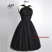Уникальное черное платье с высоким воротом, вечернее праздничное платье, популярное шифоновое короткое платье-трапеция в южноамериканском стиле, 2021 2024 - купить недорого