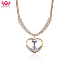 Dijes plateados Corazón de cristal para collares gargantilla elegante collares joyería mujeres regalos Bijoux Collier joyería regalos del Día de San Valentín 2024 - compra barato