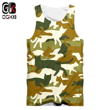 OGKB 3D  Hombre Vest Fashion Fitness Printing Camouflage cat Casual Large Size Clothes Unisex Summer Tank Tops 2024 - buy cheap