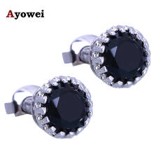 Ayowei Black fire opal Silver Stud Earrings Fashion Jewelry for women Trendy Party Fashion Jewelry OE670A 2024 - buy cheap