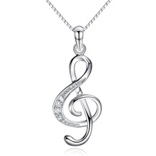 925 Sterling Silver Hot Sell Music Note Shiny Crystal Ladies Pendant Necklaces Female Short Box Chain Jewelry Cheap 2024 - buy cheap