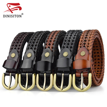 DINISITON Weaving Belt Designer Genuine Leather Belts For Women Woven Thin Female Strap Ladies Braided Belts Woman Fashion 2024 - buy cheap