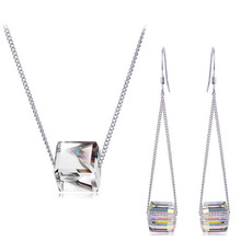 s simple square cubic cube Crystal pendant fashion Jewelry sets quality women classic gifts necklaces earrings dropshipping  2024 - buy cheap