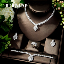 Conjunto de joyas HIBRIDE con incrustaciones de circonita cúbica AAA Dubai para bodas y bodas con diseño geométrico de 4 uds, conjunto de joyas de bisutería N-267 2024 - compra barato