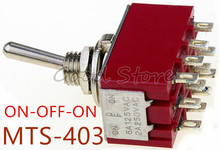 MTS-403 Red 4PDT ON-OFF-ON 12 pin кнопка питания 3 позиции 2A/250VAC 6A 125VAC тумблер 2024 - купить недорого