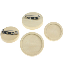 10pcs/lot Diy wood 20 25mm Round Brooch Base Cabochon Blanks Trays with Brooch stainless steel Pins Cameo Cabochon Base Setting 2024 - buy cheap