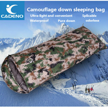 CADENO-saco de dormir de plumón de pato blanco para adulto, saco de dormir de camuflaje verde militar para exteriores, tipo sobre, se puede empalmar, Invierno 2024 - compra barato