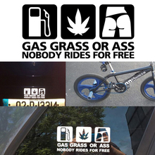 29x14 см газообразная трава или задница, не ездит бесплатно, автомобиль, мотоцикл, окно, Виниловая наклейка, персональные забавные наклейки для автомобиля 2024 - купить недорого
