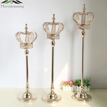 3PCS Metal Candle Holders Candelabra Table Centerpiece Flower Vase Crown Candelabrum Stand Pillar Candlestick For Wedding G05102 2024 - buy cheap