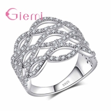 Classic Elegant Geometric Pattern Crystal Stone Ring for Women Birthday Gift Wedding Ceremony Jewelry 925 Sterling Silver 2024 - buy cheap