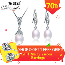 Dainashi perla joyería conjuntos 925 Plata Perla colgante collar con aretes conjunto joyería fina 4 colores mejor regalo 2024 - compra barato