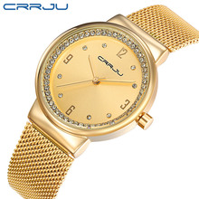 Женские кварцевые часы CRRJU, часы из нержавеющей стали, повседневные, 2017 2024 - купить недорого
