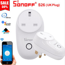 SONOFF-enchufe de luz S26, toma de corriente de EE. UU./ru/AU/enchufe inteligente con WIFI para Europa, Control remoto inalámbrico, Amazon, Alexa y Google Home 2024 - compra barato